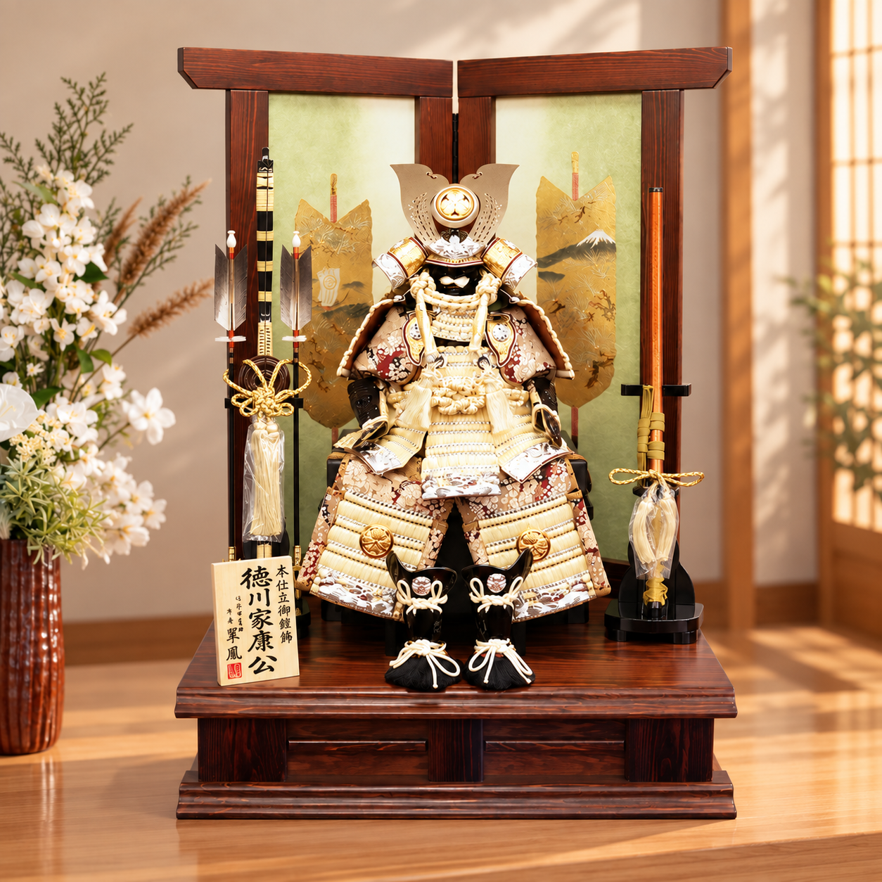 横幅75cm｜翠鳳作 10号鎧 徳川家康｜おしゃれな白い五月人形