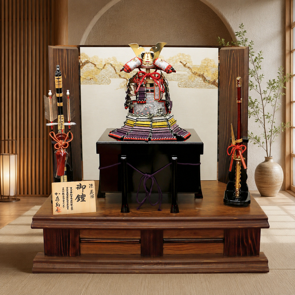 横幅75cm｜1/4奉納鎧 ｜五月人形｜ 大山祇神社の源義経模写｜銅丸鎧