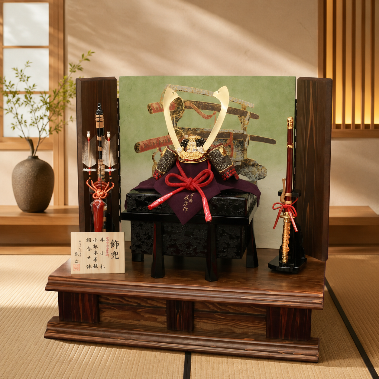 横幅75cm｜1/3 名工 小島辰広作 本小札兜｜ 五月人形 兜飾り おしゃれ