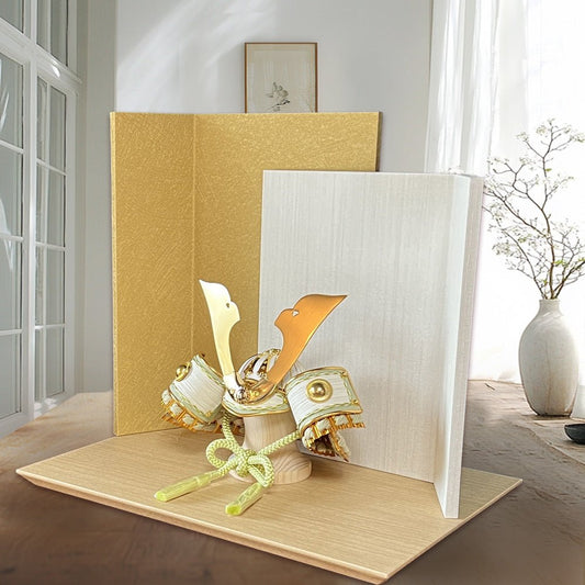 横幅35cm|4号くすみ色緑|装飾をご自分でアレンジする |Flower Moon 五月人形|洋室にも和室にも|モダン|コンパクト おしゃれ 兜鎧飾り 端午の節句飾り かぶと - ひなせい 五月人形