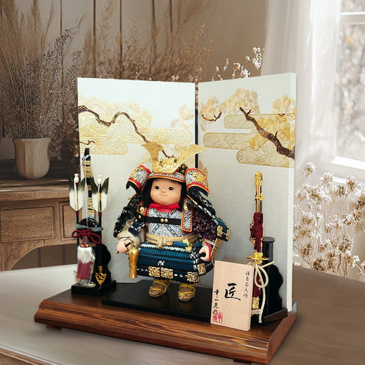 横幅45cm|子供大将飾り 匠|お顔がかわいい|見惚れちゃう 五月人形|コンパクト おしゃれ 兜鎧飾り 端午の節句飾り こどもの日 5月人形 人気 かわいい武者人形 - ひなせい 五月人形