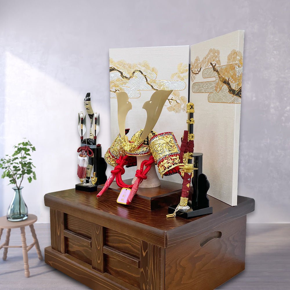 端午の節句大型サイズ全長98センチサイズ鎌倉時代作風昭和後期鎧兜飾り