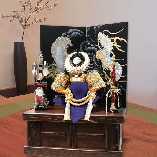 横幅46cm|武将 徳川家康 収納兜|五月人形 コンパクト飾り|ちっちゃい 兜飾り|おしゃれ 兜鎧飾り 端午の節句飾り こどもの日 5月人形 人気 かぶと - ひなせい 五月人形