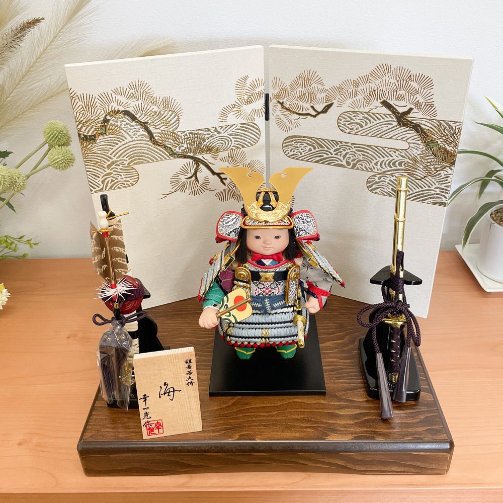 五月人形の大将飾り 海| 優しいお顔 |ブルー|コンパクト おしゃれ 兜鎧飾り 端午の節句飾り こどもの日 5月人形 人気 - ひなせい 五月人形