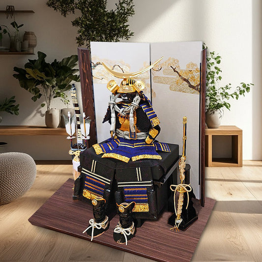 横幅60cm|7号 武将 伊達政宗鎧 |小さく品がある五月人形|かっこいい|コンパクト おしゃれ 兜鎧飾り 端午の節句飾り こどもの日 5月人形 人気 - ひなせい 五月人形