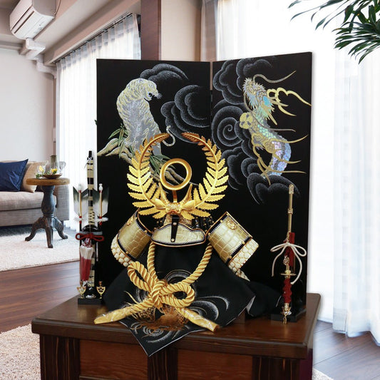 横幅66cm|翠鳳作 着用収納兜飾り 戦国武将 徳川家康 金|五月人形|金色(ゴールド)|五月人形|おしゃれ 兜鎧飾り 端午の節句飾り こどもの日 5月人形 トランプ大統領へ かぶと - ひなせい 五月人形