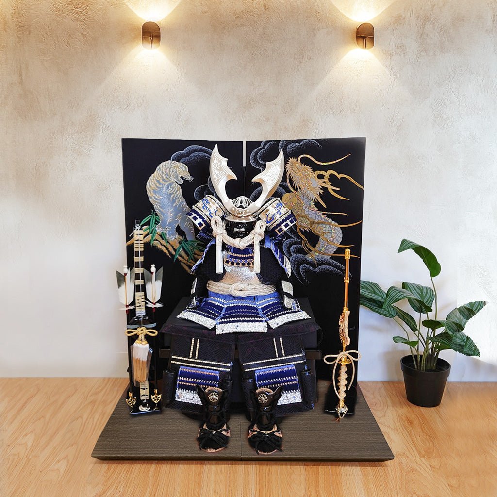7号ブルーの鎧|小さめで勇ましい鎧| 青色で綺麗 |五月人形節句飾り|コンパクト おしゃれ 兜鎧飾り 端午の節句飾り こどもの日 5月人形 人気 - ひなせい 五月人形