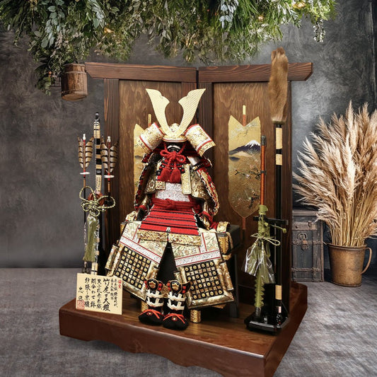 横幅85cm|五月人形|10号 竹虎々大鎧兜飾り|春日大社の国宝 |赤糸威大鎧|おしゃれ 兜鎧飾り 端午の節句飾り こどもの日 5月人形 人気 - ひなせい 五月人形