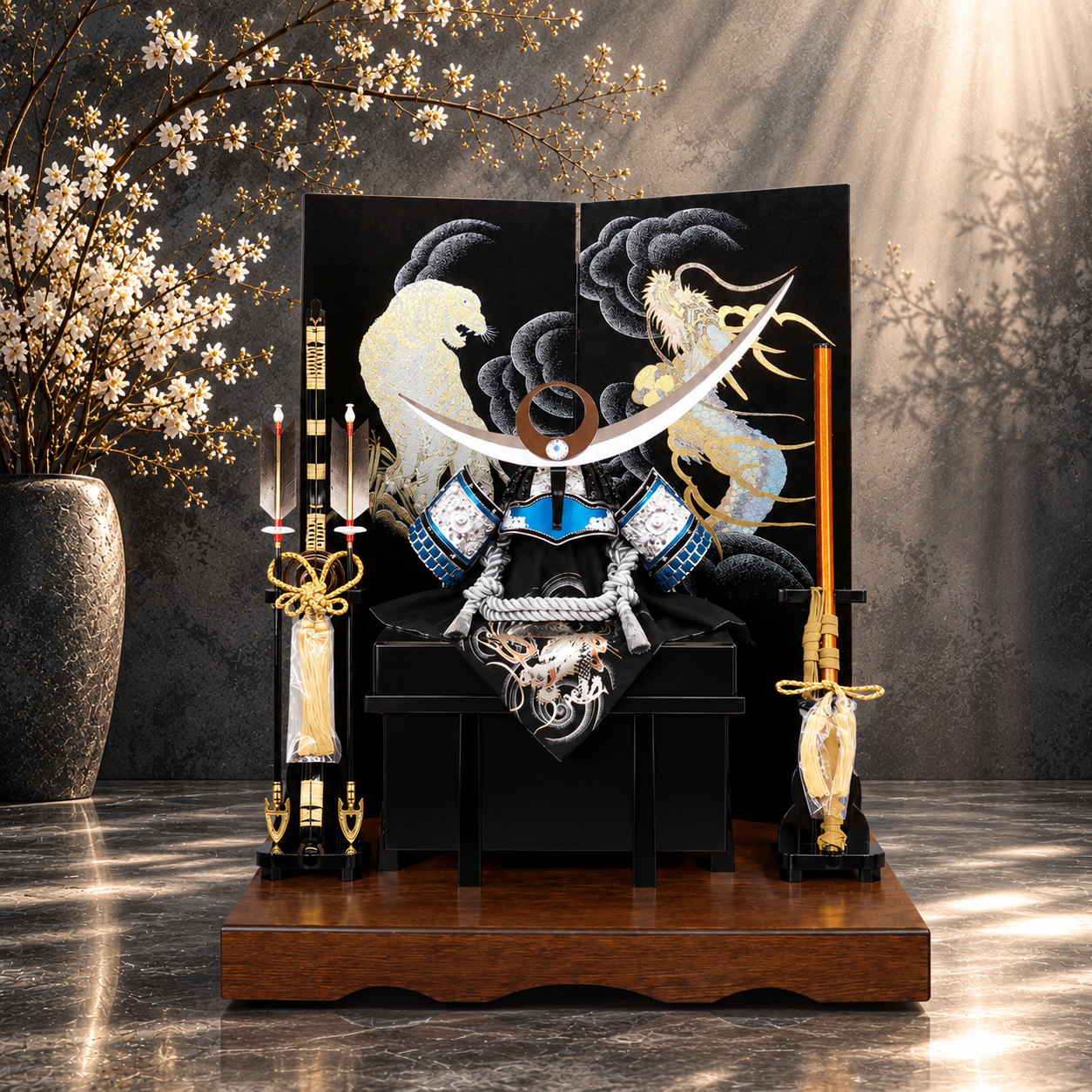 横幅85cm｜翠鳳作 着用兜 武将 上杉謙信 シルバー｜評判が良い｜五月