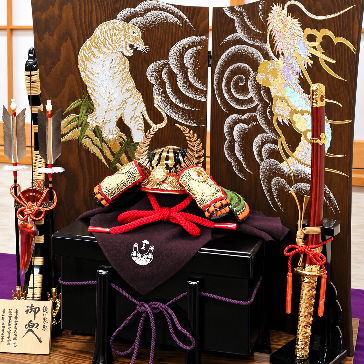 横幅60cm｜加藤鞆美作｜1/3 武将 徳川家康兜｜平飾りの五月人形