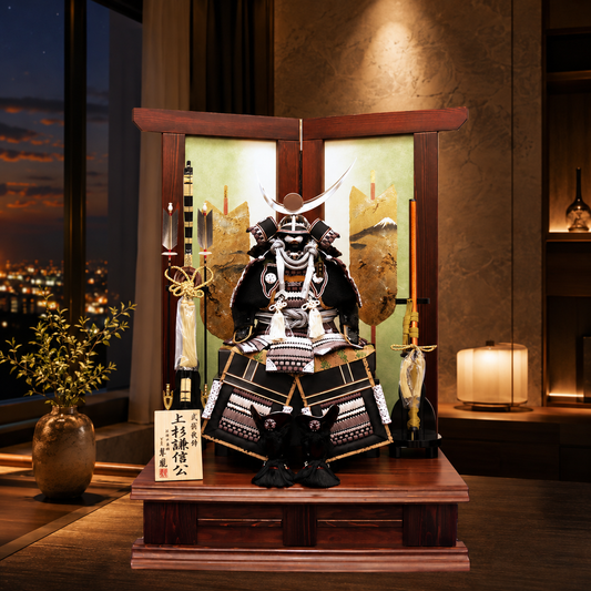 横幅75cm｜翠鳳作 10号鎧 武将 上杉謙信｜五月人形 ｜かっこいいが違う！｜渋さ｜おしゃれ 兜鎧飾り 端午の節句飾り こどもの日 5月人形 石破首相 トランプ大統領へ