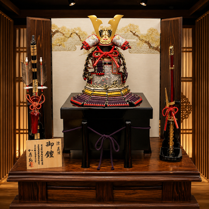 1/4奉納鎧 ｜五月人形｜ 大山祇神社の源義経模写｜銅丸鎧｜加藤鞆美｜おしゃれ 兜鎧飾り 端午の節句飾り こどもの日 5月人形 人気 - ひなせい 五月人形