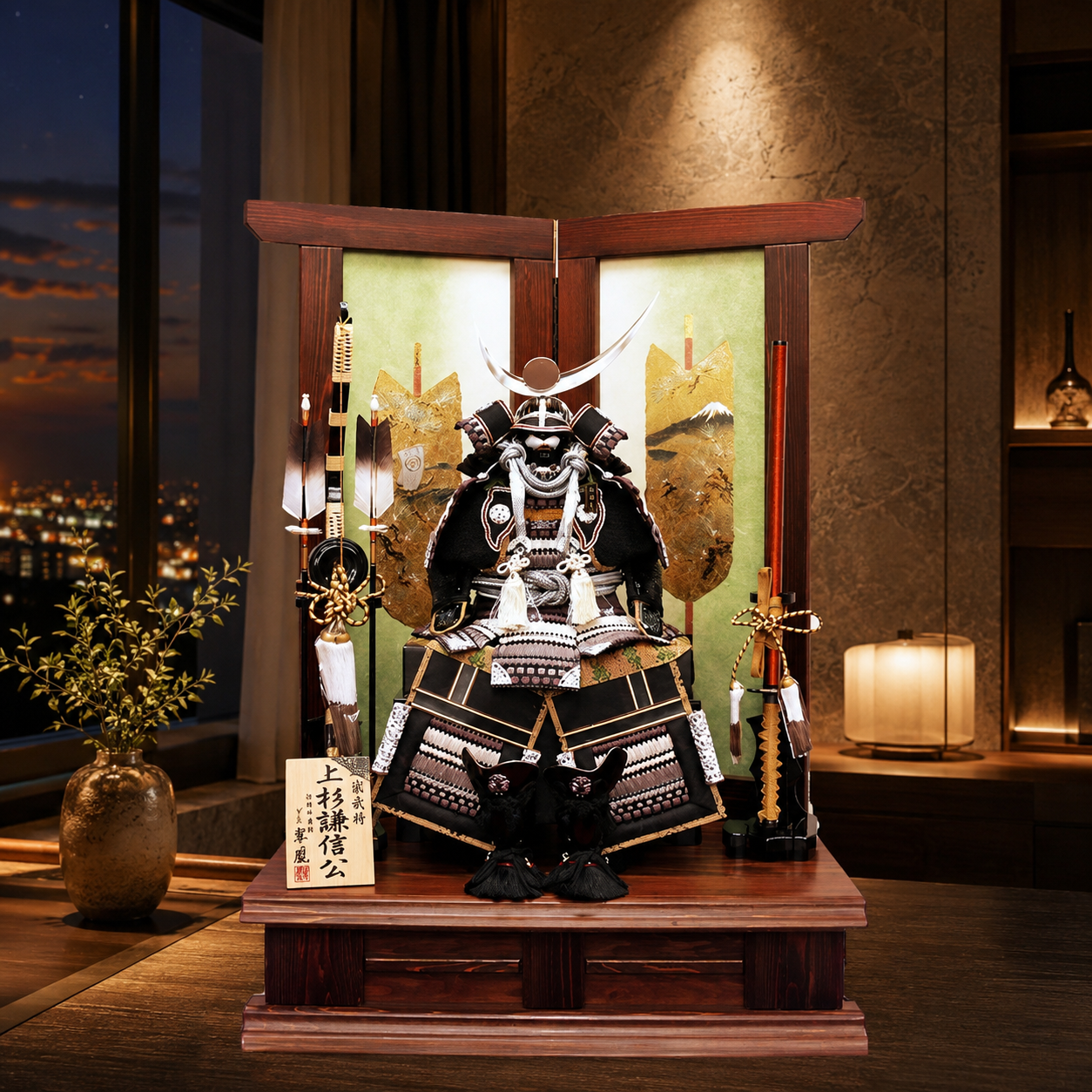 横幅75cm｜翠鳳作 10号鎧 武将 上杉謙信｜五月人形 ｜かっこいいが違う！｜渋さ｜おしゃれ 兜鎧飾り 端午の節句飾り こどもの日 5月人形 石破首相 トランプ大統領へ - ひなせい 五月人形