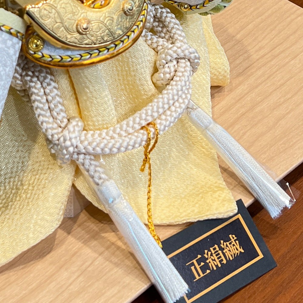 横幅35cm｜名工 小島辰広作 白1/5・中鍬緑 グリーン｜そよ風が吹き込む｜ 希少な五月人形｜コンパクト おしゃれ 兜鎧飾り 端午の節句飾り こどもの日 5月人形 人気 - ひなせい 五月人形
