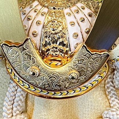 横幅35cm｜名工 小島辰広作 白1/5・中鍬緑 グリーン｜そよ風が吹き込む｜ 希少な五月人形｜コンパクト おしゃれ 兜鎧飾り 端午の節句飾り こどもの日 5月人形 人気 - ひなせい 五月人形