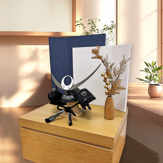 横幅37cm 五月人形 収納兜飾り|4号 ブロンズ| 武将 上杉謙信|「敵に塩を送る」名言 堂々たる男男しい|コンパクト おしゃれ 兜鎧飾り 端午の節句飾り こどもの日 5月人形 人気 かぶと - ひなせい 五月人形