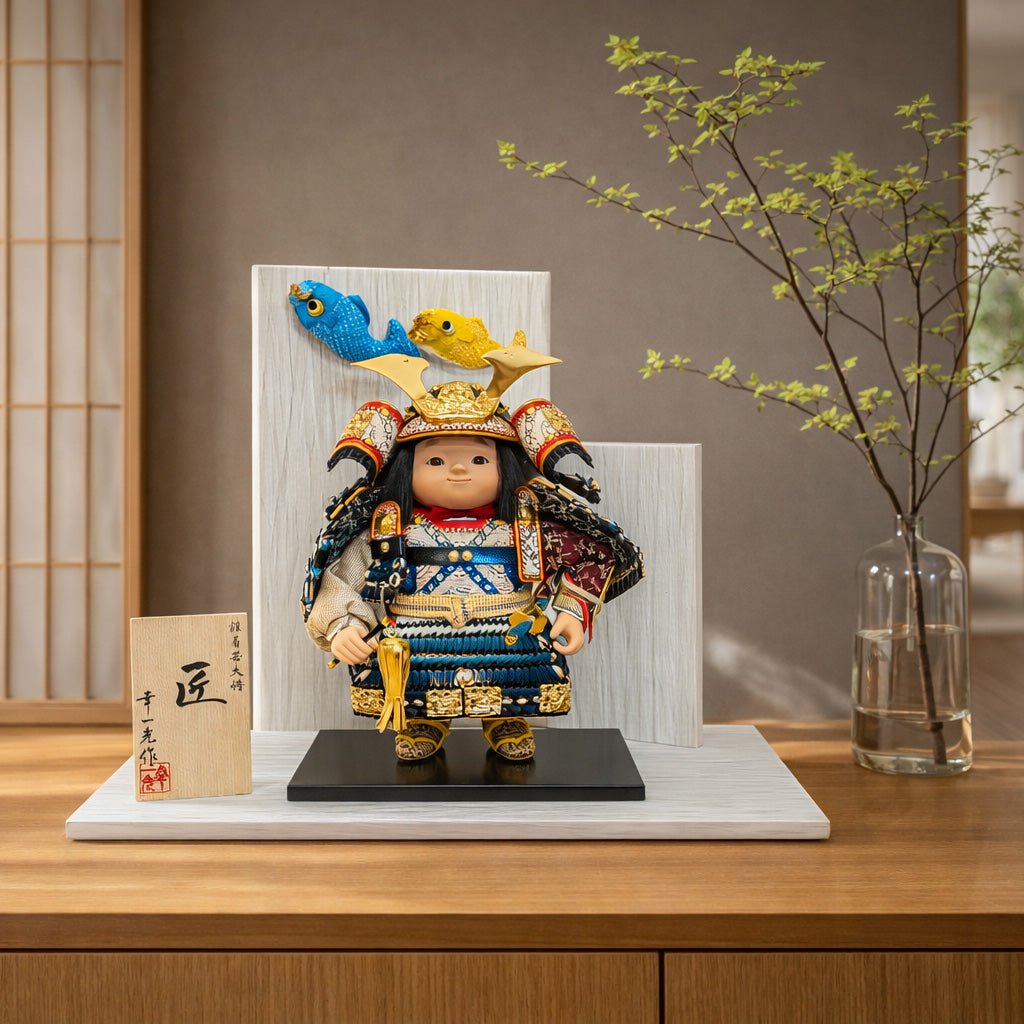 横幅45cm｜子供大将飾り 匠｜お顔がかわいい｜見惚れちゃう 五月人形｜コンパクト おしゃれ 兜鎧飾り 端午の節句飾り こどもの日 5月人形 人気 かわいい武者人形 - 五月人形 ひなせい