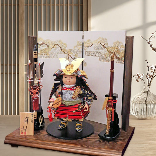 五月人形の子供大将飾り 洋｜ 最高級品 ｜国宝模写 菊一文字｜コンパクト おしゃれ 兜鎧飾り 端午の節句飾り こどもの日 5月人形 人気 かわいい武者人形 - ひなせい 五月人形
