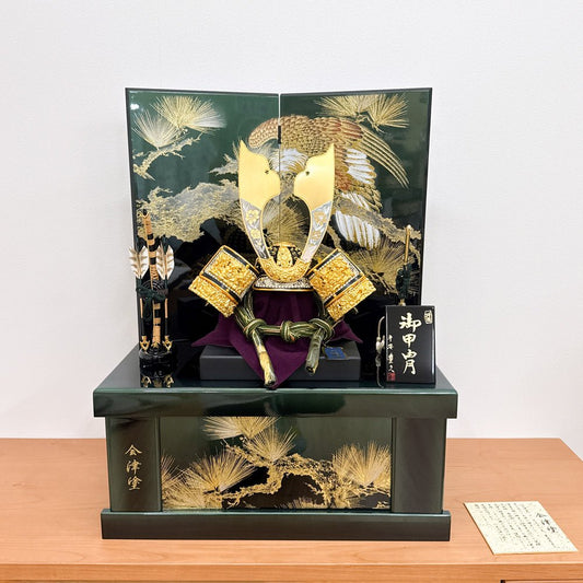 横幅50cm｜収納タイプ 会津塗 五月人形 コンパクト飾り｜モダン｜コンパクト おしゃれ 兜鎧飾り 端午の節句飾り こどもの日 5月人形 かぶと - 五月人形 ひなせい