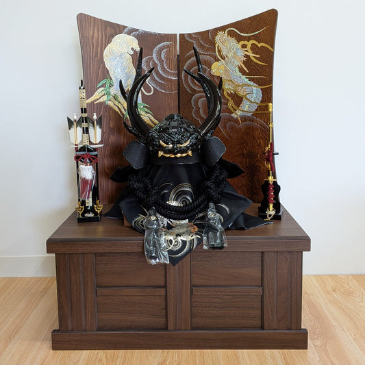 横幅66cm｜着用収納兜飾り 戦国武将 本多忠勝｜渋い｜五月人形｜おしゃれ 兜鎧飾り 端午の節句飾り こどもの日 5月人形 かぶと - 五月人形 ひなせい