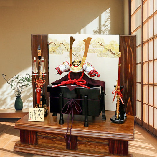 横幅75cm｜加藤鞆美作｜1/2源義経兜｜気品のある五月人形｜おしゃれ 兜鎧飾り 端午の節句飾り こどもの日 5月人形 人気 - ひなせい 五月人形