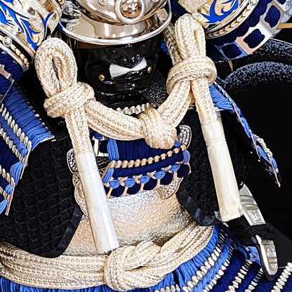 横幅60cm｜7号ブルーの鎧｜小さめで勇ましい鎧｜ 青色で綺麗 ｜五月人形節句飾り｜コンパクト おしゃれ 兜鎧飾り 端午の節句飾り こどもの日 5月人形 人気 - ひなせい 五月人形