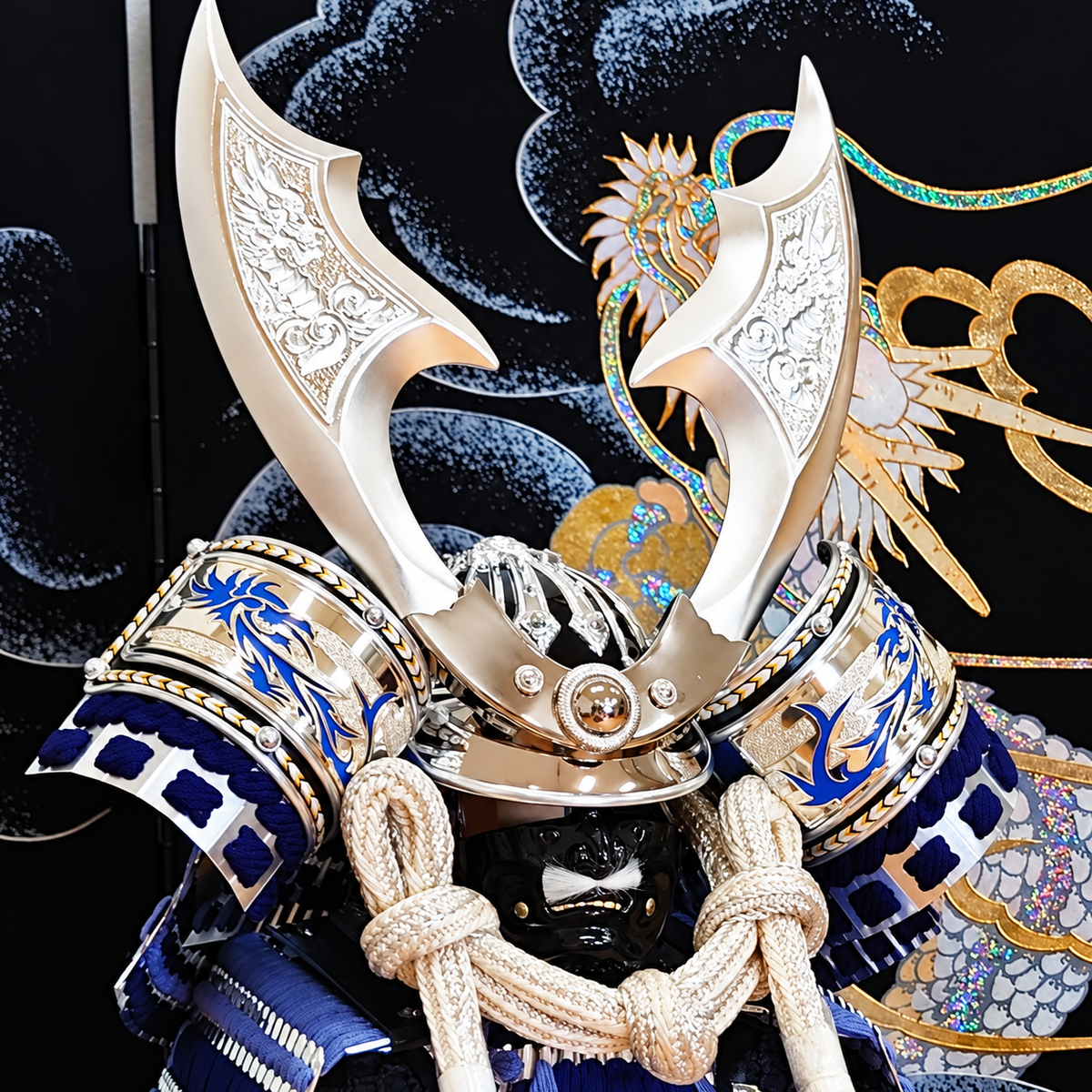 横幅60cm｜7号ブルーの鎧｜小さめで勇ましい鎧｜ 青色で綺麗 ｜五月人形節句飾り｜コンパクト おしゃれ 兜鎧飾り 端午の節句飾り こどもの日 5月人形 人気 - ひなせい 五月人形