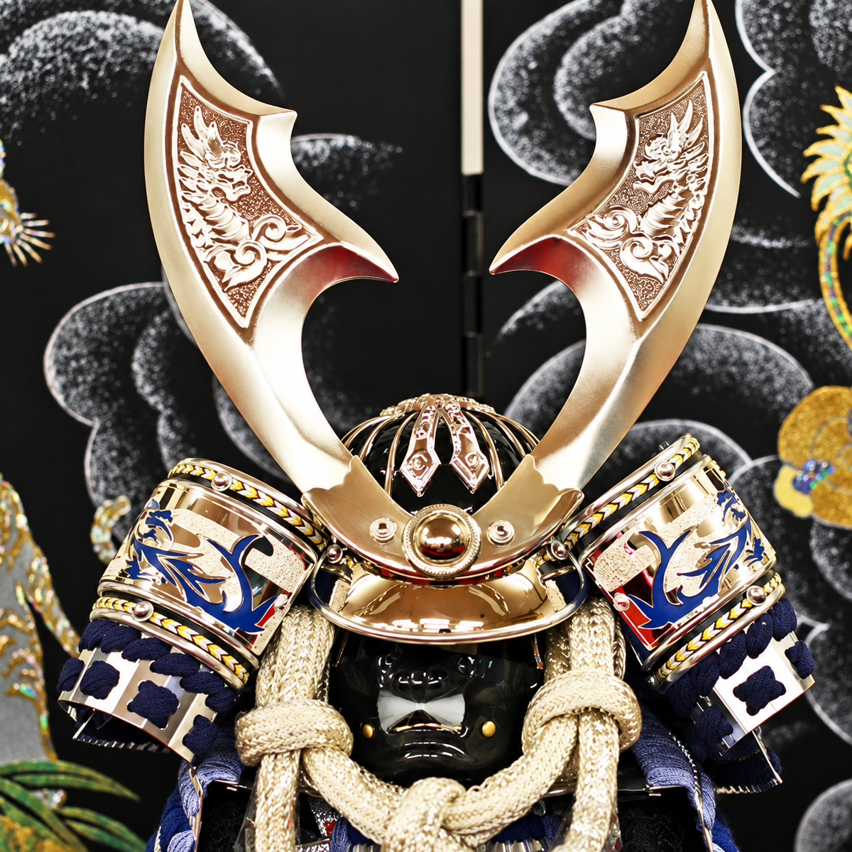 横幅60cm｜7号ブルーの鎧｜小さめで勇ましい鎧｜ 青色で綺麗 ｜五月人形節句飾り｜コンパクト おしゃれ 兜鎧飾り 端午の節句飾り こどもの日 5月人形 人気 - ひなせい 五月人形