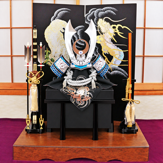 横幅85cm｜翠鳳作 着用兜 ブルー｜お孫さんの初節句に｜高額｜五月人形｜おしゃれ 兜鎧飾り 端午の節句飾り こどもの日 5月人形  石破首相 トランプ大統領へ