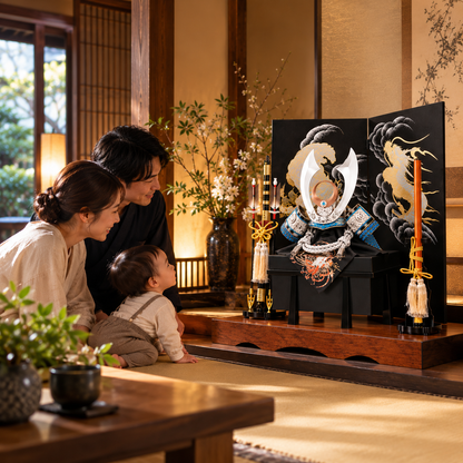 横幅85cm｜着用兜 ブルー兜 青い兜｜流行りの兜飾り｜大きい五月人形｜良い出来栄えで一押し｜おしゃれ 兜鎧飾り 端午の節句飾り こどもの日 5月人形 人気 -  五月人形