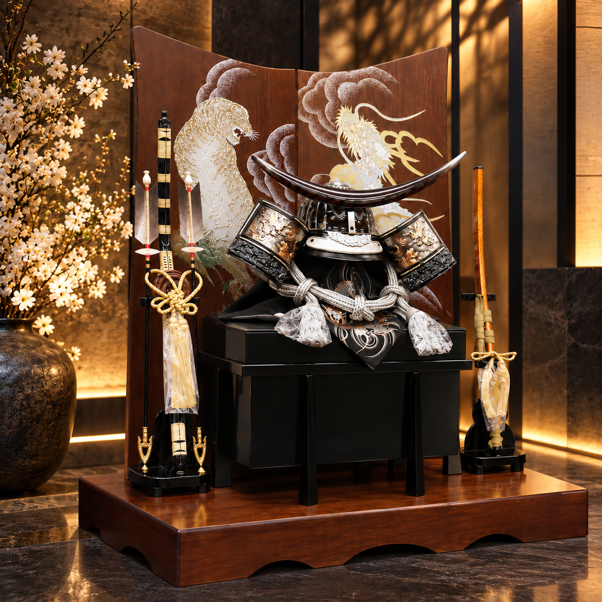 横幅85cm｜着用兜飾り 武将 伊達政宗｜武将・仙台藩の伊達政宗の三日月