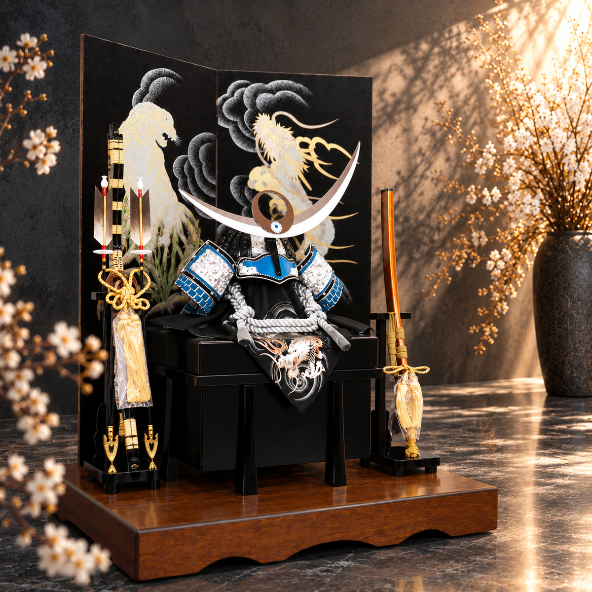 横幅85cm｜兜 武将 上杉謙信｜流行りの兜飾り｜大きい五月人形｜良い出来栄えで一押し｜おしゃれ 兜鎧飾り 端午の節句飾り こどもの日 5月人形 人気 -  五月人形