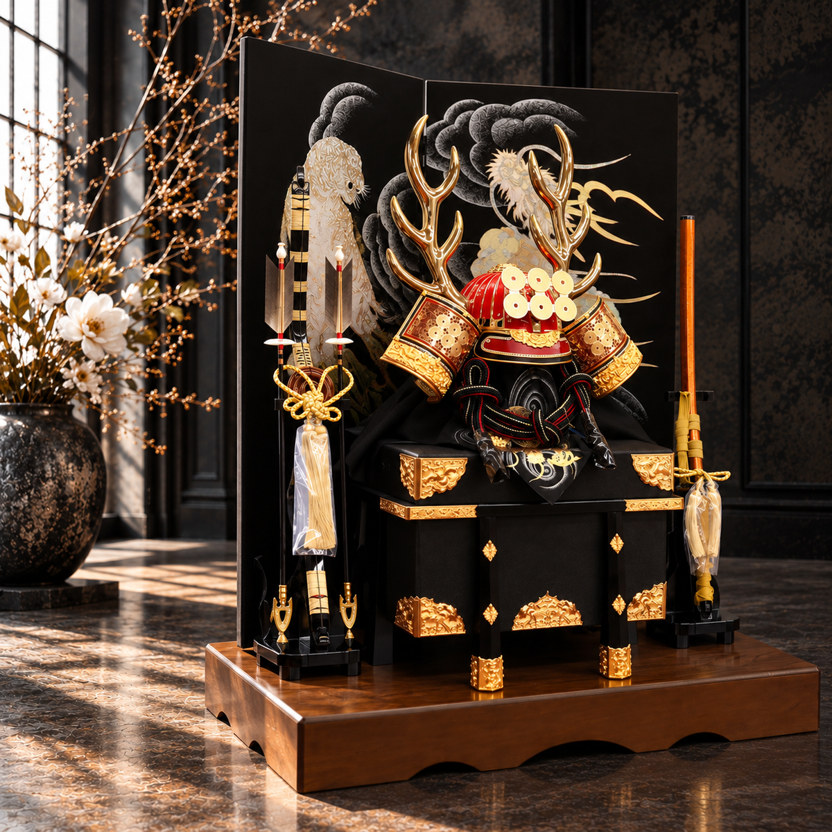 横幅85cm｜兜 武将 真田幸村｜流行りの兜飾り｜大きい五月人形｜良い出来栄えで一押し｜おしゃれ 兜鎧飾り 端午の節句飾り こどもの日 5月人形 人気 - ひなせい 五月人形
