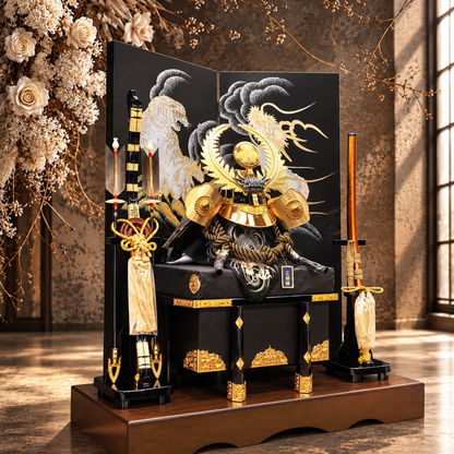 横幅85cm｜着用兜 武将 徳川家康 羅王｜流行りの兜飾り｜大きい五月人形｜良い出来栄えで一押し｜おしゃれ 兜鎧飾り 端午の節句飾り こどもの日 5月人形 人気 - ひなせい 五月人形