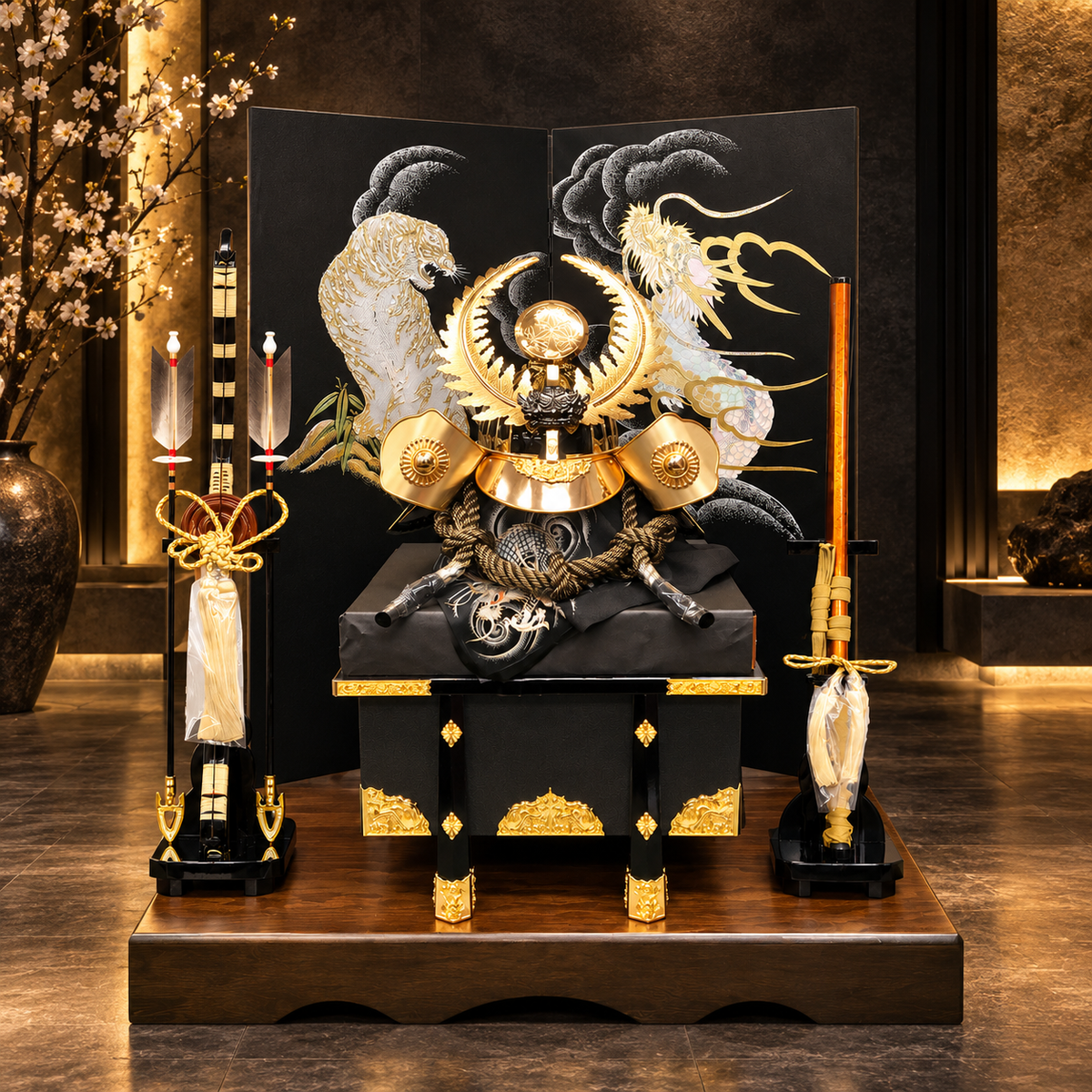 横幅85cm｜着用兜 武将 徳川家康 羅王｜流行りの兜飾り｜大きい五月人形｜良い出来栄えで一押し｜おしゃれ 兜鎧飾り 端午の節句飾り こどもの日 5月人形 人気 - ひなせい 五月人形