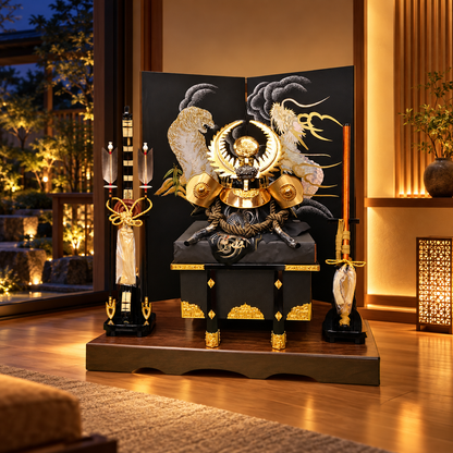 横幅85cm｜着用兜 武将 徳川家康 羅王｜流行りの兜飾り｜大きい五月人形｜良い出来栄えで一押し｜おしゃれ 兜鎧飾り 端午の節句飾り こどもの日 5月人形 人気 - ひなせい 五月人形