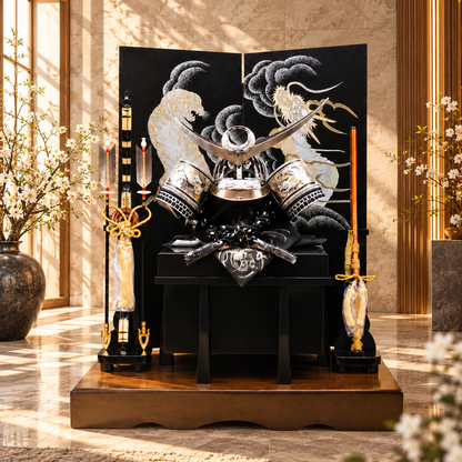 横幅85cm｜着用兜 武将 上杉謙信｜流行りの兜飾り｜大きい五月人形｜良い出来栄えで一押し｜おしゃれ 兜鎧飾り 端午の節句飾り こどもの日 5月人形 人気 - ひなせい 五月人形