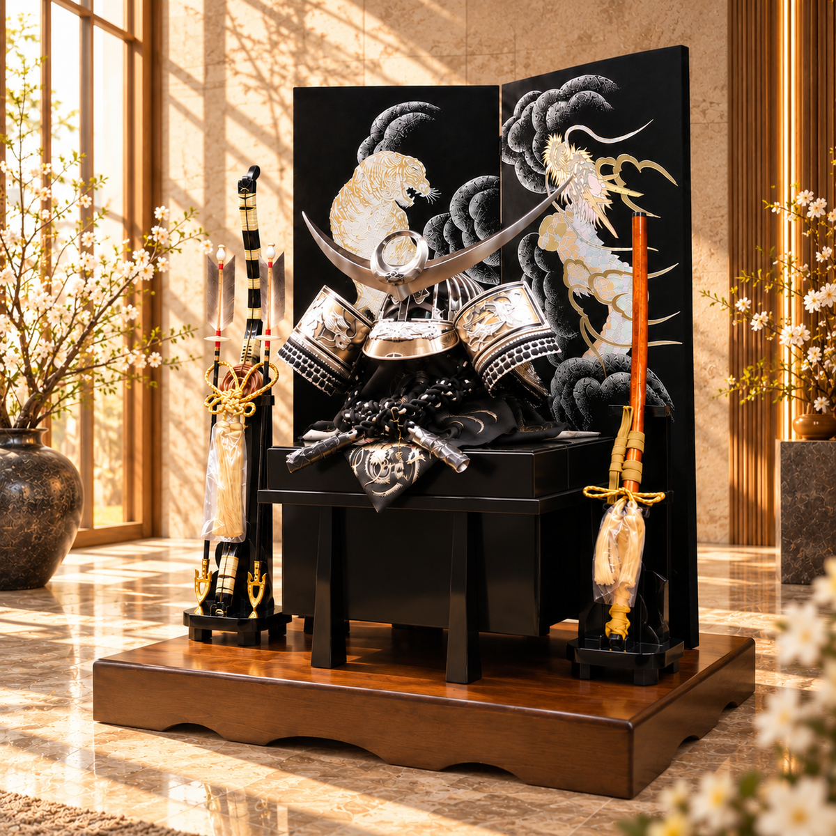 横幅85cm｜着用兜 武将 上杉謙信｜流行りの兜飾り｜大きい五月人形｜良い出来栄えで一押し｜おしゃれ 兜鎧飾り 端午の節句飾り こどもの日 5月人形 人気 - ひなせい 五月人形