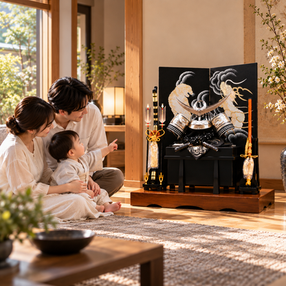 横幅85cm｜着用兜 武将 上杉謙信｜流行りの兜飾り｜大きい五月人形｜良い出来栄えで一押し｜おしゃれ 兜鎧飾り 端午の節句飾り こどもの日 5月人形 人気 - ひなせい 五月人形