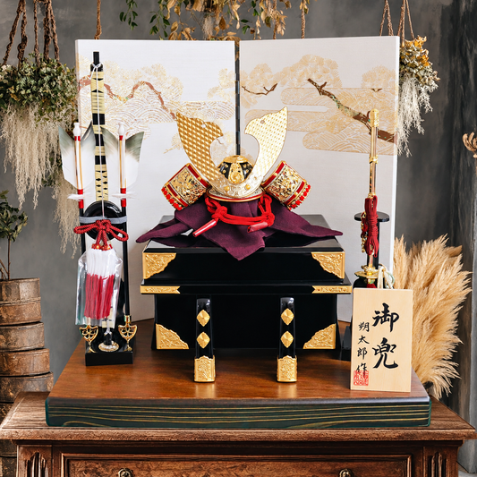 横幅42cm｜7号 朔太郎作 緑色 小さめ 五月人形｜コンパクト おしゃれ 兜鎧飾り 端午の節句飾り こどもの日 5月人形 人気 - ひなせい 五月人形