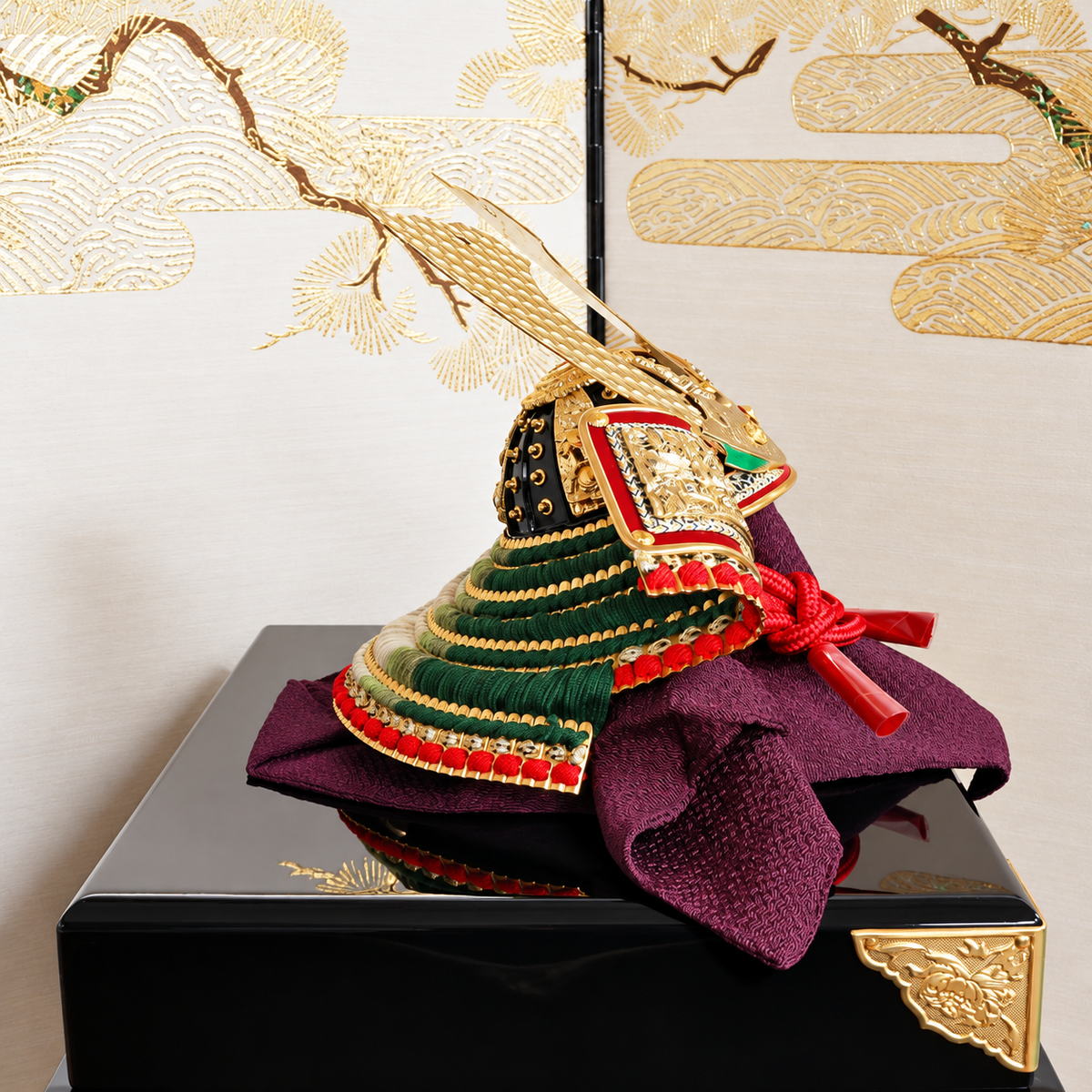 横幅42cm｜7号 朔太郎作 緑色 小さめ 五月人形｜コンパクト おしゃれ 兜鎧飾り 端午の節句飾り こどもの日 5月人形 人気 - ひなせい 五月人形