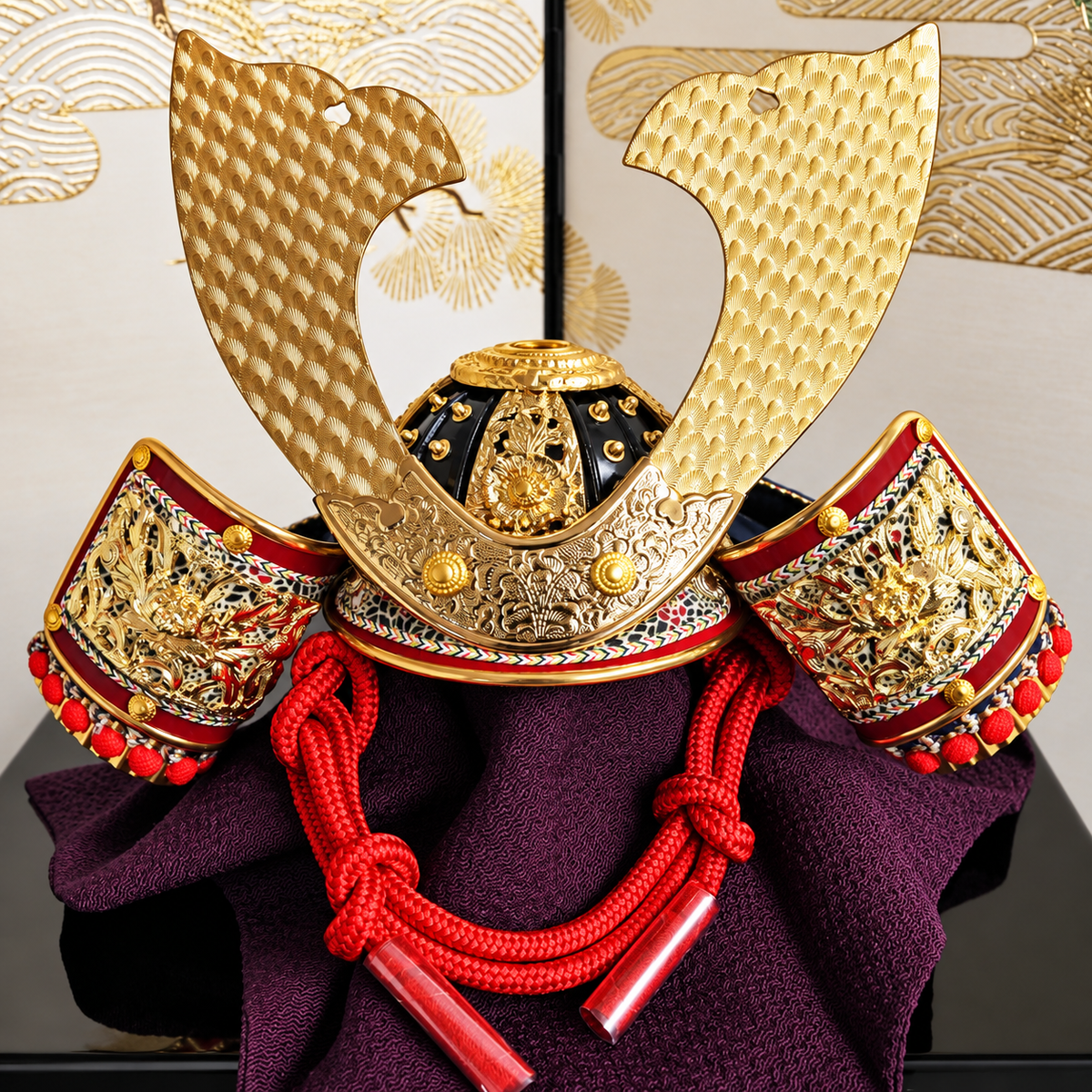 横幅46cm｜7号 朔太郎作 紺色 ミニサイズ｜ 五月人形 ｜コンパクト