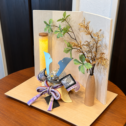 横幅35cm｜名工 小島辰広作 白1/5・長鍬薄紫 パープル｜息子さんに用意したい五月人形｜コンパクト おしゃれ 兜鎧飾り 端午の節句飾り こどもの日 5 かぶと - SAKURA ARCH五月人形