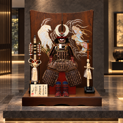 武将 徳川家康 ｜牛革の鎧飾り｜雄山作｜五月人形｜本物志向｜ おしゃれ 兜鎧飾り 端午の節句飾り こどもの日 5月人形 人気