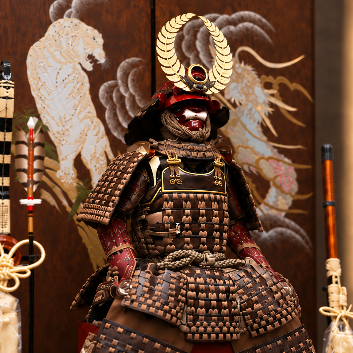 武将 徳川家康 ｜牛革の鎧飾り｜雄山作｜五月人形｜本物志向｜ おしゃれ 兜鎧飾り 端午の節句飾り こどもの日 5月人形 人気